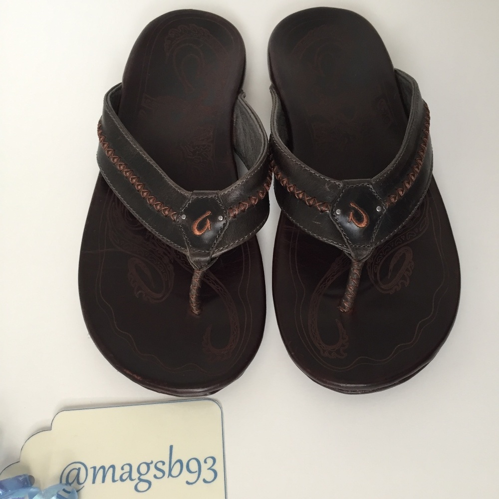 OluKai Mea Ola Men’s Leather Beach Sandal Size 10